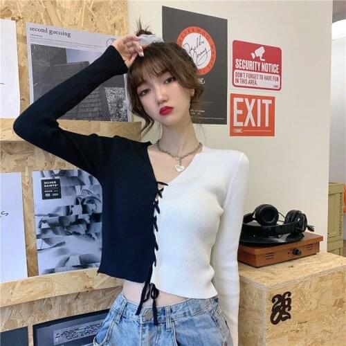 Cropped Bare Midriff New Fashion Girl Spring Summer Knitted Pullovers Slim Short Sweater Women Clothing