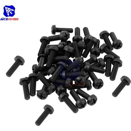 Diymore 20PCS/Lot M3 x 10mm Black Nylon Round Phillips Pan Head Machine Screws