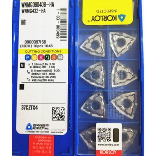 WNMG080402 WNMG080404 WNMG080408 HA H01 10pcs KORLOY insert Processing: copper and aluminum Free shipping