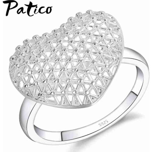 Valentines Day Jewelry Rings 925 Sterling Silver Hollow Finger Rings For Women Lady Girlfriend Engagement Jewelry Femme