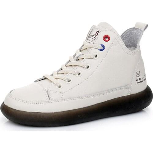 Special Price Hot Autumn High Help Ankle Boots Women Sneakers Casual Shoes Flat Boots Comfort Genuine Leather Shoes Woman Boots