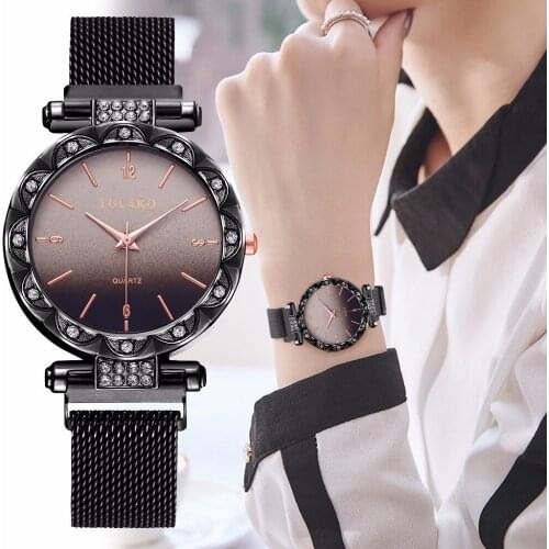 YOLAKO Ladies Luxury Magnetic Buckle Ladies Stainless Steel Quartz Watch Gradient Color Watch Fashion Female Clock 2020 New