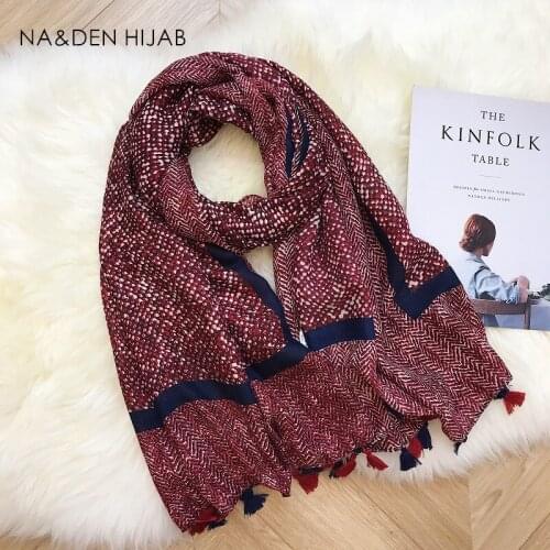 New small dots pattern print fringe tassels modal hijab women scarf wraps fashion Muslim foulard bandana fast shipping 10pcs/lot