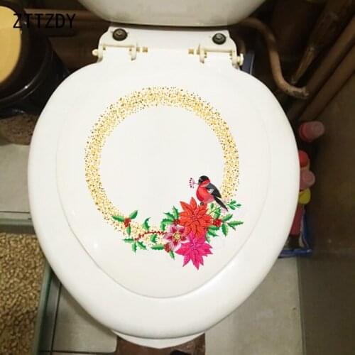 ZTTZDY 21.6×23.7CM Poinsettia Plant Flowers Fashion Toilet WC Stickers Creative Home Wall Decor T2-1361