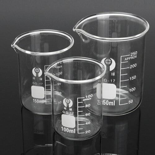 1PC 100ml 150ml 250ml Beaker Set Graduated Borosilicate Glass Beaker Volumetric Measuring Lab Glassware