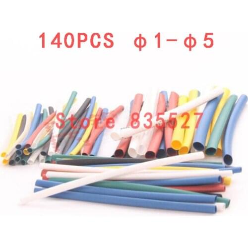140pcs 5 size Phi1 - Phi5 Heat shrinkable tube combinations colorful Halogen free flame retardancy PE insulation casing