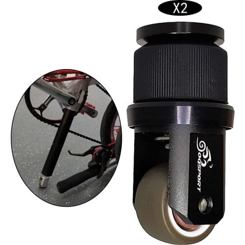 2 Pieces Folding Bike Auxiliary Roller Easy Assistor Wheel Accessories Black