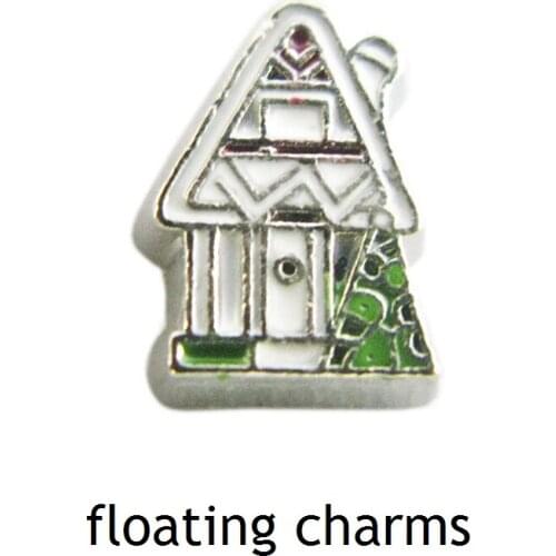 20PCS Alloy Enamel Cute House Floating Locket Charms Fit Glass Locket DIY Handmade Jewelry Accessories