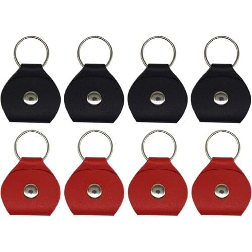 4Pcs PU Leather Key Chain Guitar Picks Holder Keychain Plectrums Bag Case Supplies for Various Guitar Pick Storage