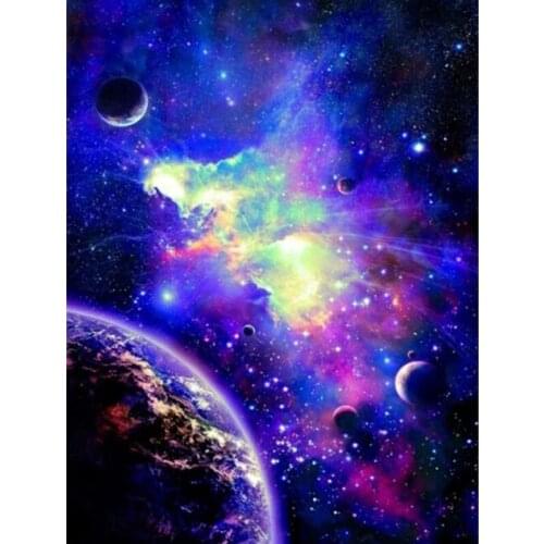 Galaxy Stars Planet Hole Space Full Diamond Mosaic Diamond Painting Cross Stitch Universe Earth Wall Pictures Living Room Decor