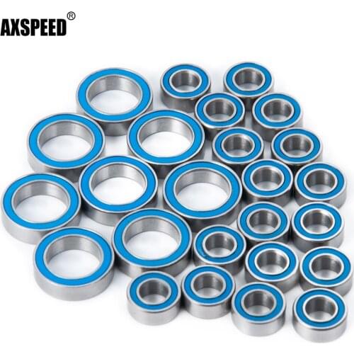 AXSPEED Chrome Steel Ball Bearing Blue Rubber Sealed 25Pcs Bearings Set for 1/10 Redcat Gen7 RC Car Upgrade Parts