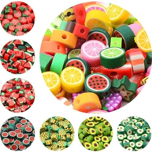 30pcs/Lot Mixed Colors Fruit Shape Clay Spacer Beads Polymer Clay Beads For Jewelry Making DIY Handmade Accessories