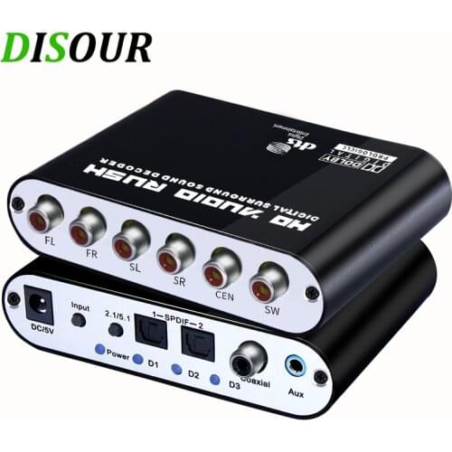 DISOUR Digital 5.1 Audio Decoder Dolby Dts/Ac-3 Optical To 5.1-Channel RCA Analog Converter Sound Audio Adapter Amplifier For TV