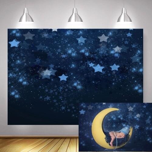 Photography Backdrop Blue Starry Sky Newborn Baby Photo Background Children Birthday Backdrops Photocall Twinkle Twinkle Stars