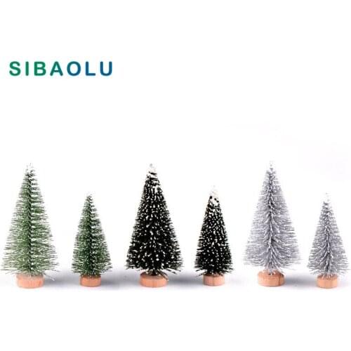 2pcs Artificial Mini size Christmas Tree House Decoration Figurine miniature fairy garden ornament Desk DIY Accessories