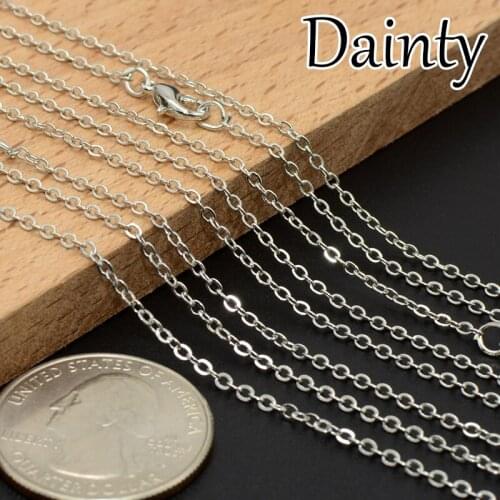 50 pcs - Rhodium Plated Dainty Necklace Chain, Thin Delicate Chain Choker 16, 18, 20 Inch Rhodium Chain Necklace for Women