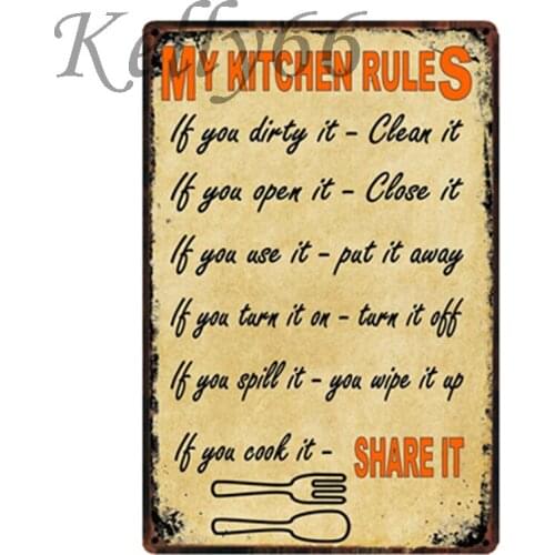 [ Kelly66 ] My Kitchen Rules Metal Sign Tin Poster Home Decor Bar Wall Art Painting 20*30 CM Size y-1940