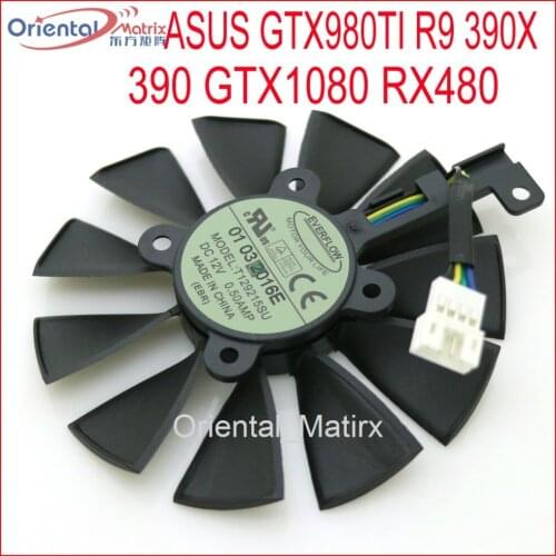 Free Shipping T129215SU 12V 0.5A 87mm For ASUS Strix GTX980TI R9 390X 390 GTX1080 Graphics Card Cooler Cooling Fan