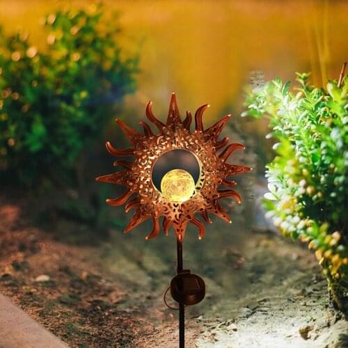 Solar Lamps Garden Decoration Lights Wrought Iron Lantern with Ground Plug Solar LED Light Outdoor Waterproof Sunlight For Yard