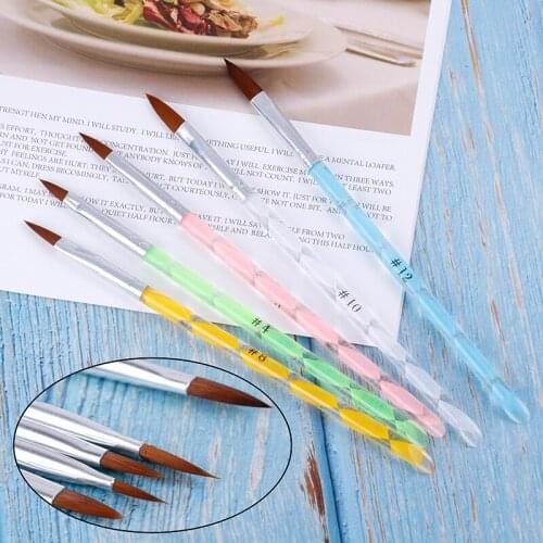 5Pcs Nail Art Brush Tools Set Acrylic UV Gel Painting Drawing Brushes Cuticle Pusher Tool Colorful Crystal Pen Hot