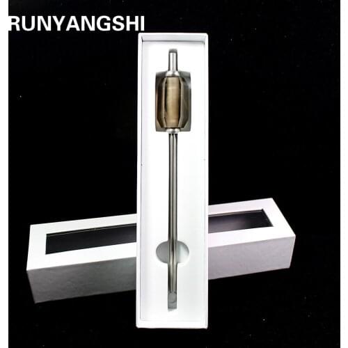 Runyangshi 1pc New Eco-friendly Reusable Natural smokey quartz crystal stainless steel Drink straw With Brush and giftbox