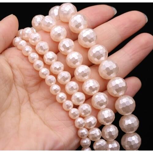 New Natural Round Pink Pearl Section Beads Punch High Quality for Jewelry Making DIY Women Necklace Bracelet Gift