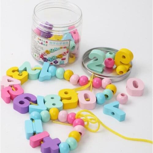 Montessori Learning Education Wooden Beaded Toys For Children Colorful Digital Beads Intelligence Handmade Development Toy