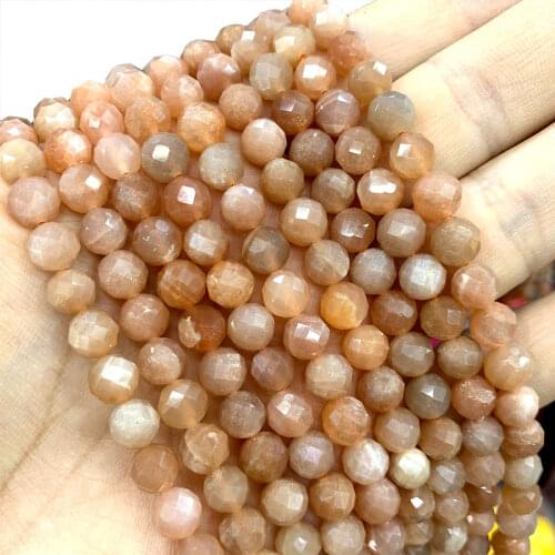 Wholesale Faceted Sunstone A 100% Natural Loose Round Stone Beads For Jewelry Making DIY Bracelet Necklace 6/8/10MM 15