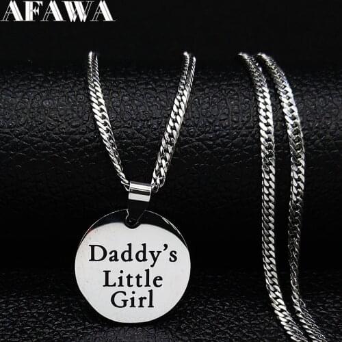 Daddys Little Girl Stainless Steel Necklace Women Silver Color Chain Necklaces & Pendants Jewelry colgantes mujer moda N9203