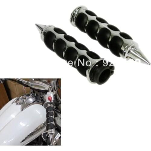 1" Chrome Hand Grips w/ Throttle Handlebar Grip 7/8'' for Harley Honda Yamaha Suzuki Kawasaki Cruiser Motorcycle Custom