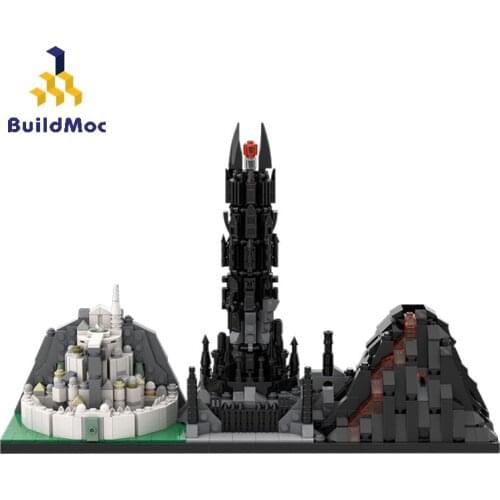 Buildmoc Movie Series Architecture city cteator Magic Castle Return Of The King Skyline Building Block Model Toy Gift