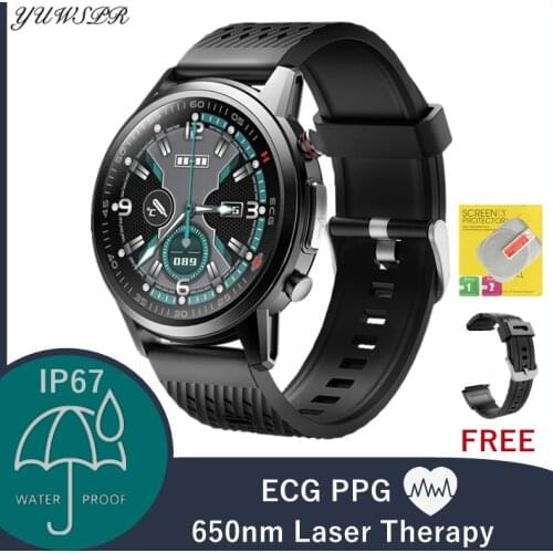 2021 New 650nm Laser Therapy Smart Watch ECG&PPG Body Temperature Waterproof Men Sport Fitness Bracelet For Android Apple Xiaomi