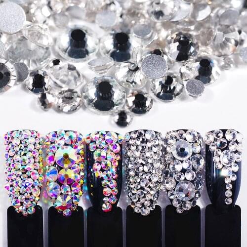 Glass Rhinestone Non Hotfix Flatback Crystal Clear Strass For Shoes T-shirt pattern Tips Decorations Stone Gems, 1.3-8mm Sizes