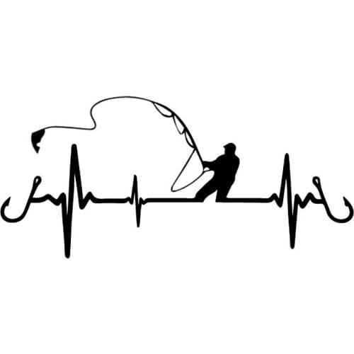 PLAY COOL Funny Heartbeat Fishing Car Sticker Automobiles Motorcycles Exterior Accessories Vinyl Decals for Bmw Audi Ford Toyota