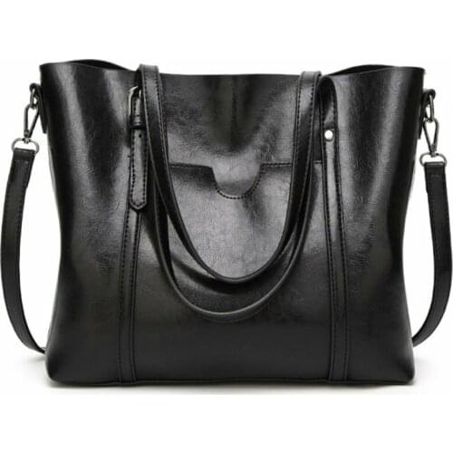 Women Shoulder Bag Oil wax Womens Leather Handbags Luxury Lady Hand Bags With Purse Pocket Women Messenger Bag Big Tote