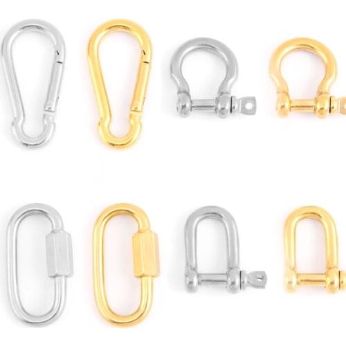 Stainless steel gold color strong shackle U pendant carabiner snap hook charm Climbing buckle horseshoe clasp