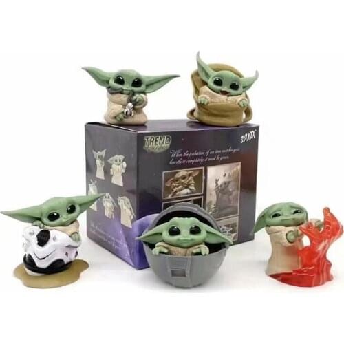 4-6cm 5pcs/set Little Child Baby YODA Disney Star Wars Mandalorian Cute Cute Statue Figure Toys