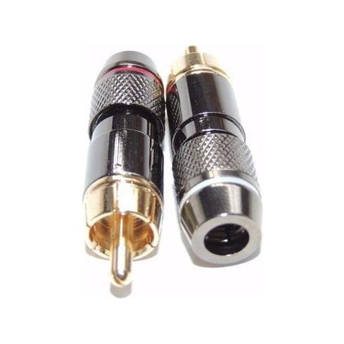 4PCS Copper RCA Plug Gold Plated Audio Video Adapter Connectors Soldering