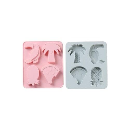 4 Tropical Wind Coconut Tree Fruit Silicone Cake Ice Cube Baking Mold Handmade Dessert Snacks Fun Weekend Kitchen Accessories