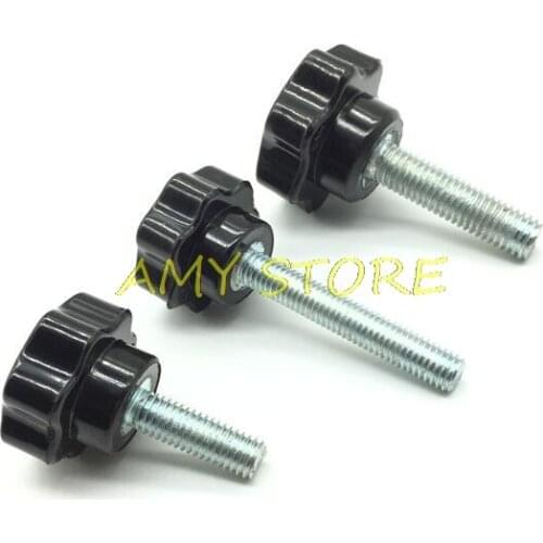 5Pcs M6 M8 M10 Black Bakelite hand Screw Star Round Fillister Head Plastic Handle Knob Bolt 10-50mm Length