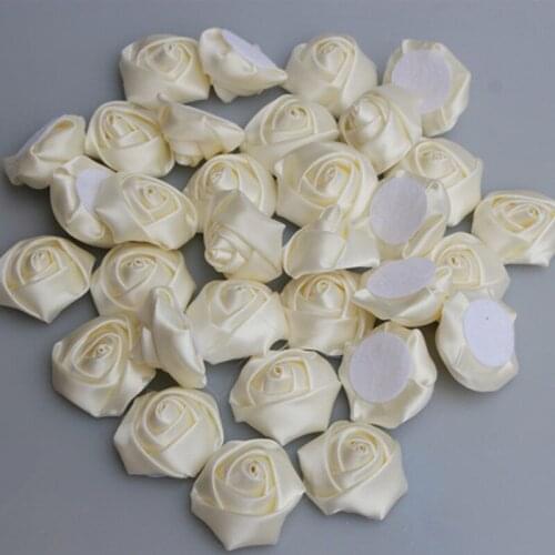 5CM(1.96") 100pcs/lot Ivory Wholesale Clothing Accessories Classic 3D Rose Bud Single Head Polyester Flower Wedding Decor DIY