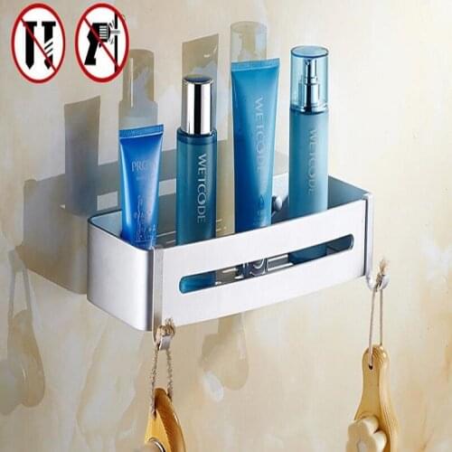 Aluminum Bathroom corner shelf cosmetic rack with single lever bathroom shelf Powerful Suction Towel Rack Toilet Nail Free