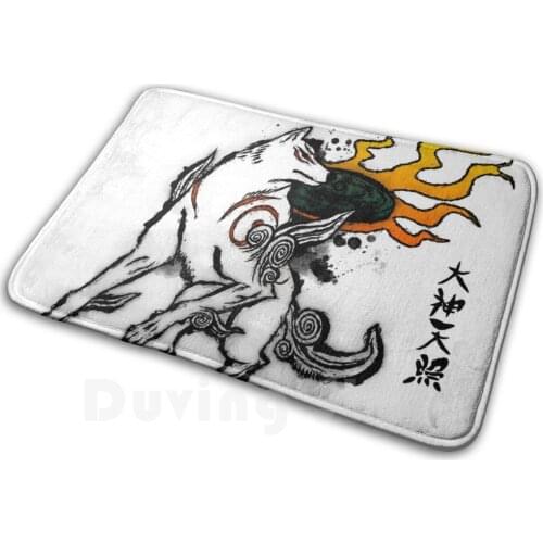 Amaterasu Ink Mat Rug Carpet Anti-Slip Floor Mats Bedroom Amaterasu Ink Wolf Okami Ookami Ammy God Goddess Wolves Shiranui Sun