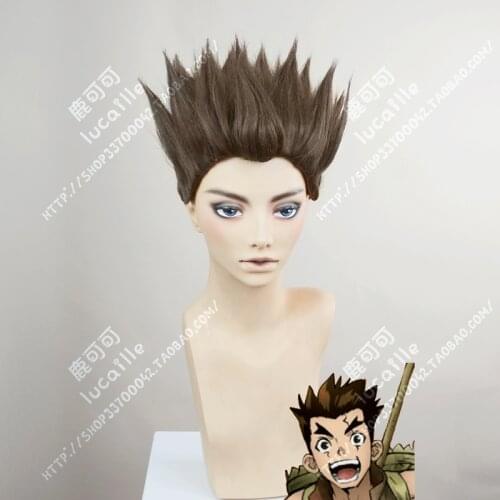 Anime Dr.STONE Taiju Oki Wigs Short Brown Heat Resistant Synthetic Hair Cosplay Wigs + Wig Cap