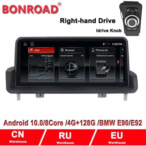 Bonroad 10.25" Android 10.0 (Right-hand Driver) Ram4G Rom128G Car Radio GPS For BMW E90 E91 E92 E93 2005-2012 SWC idrive