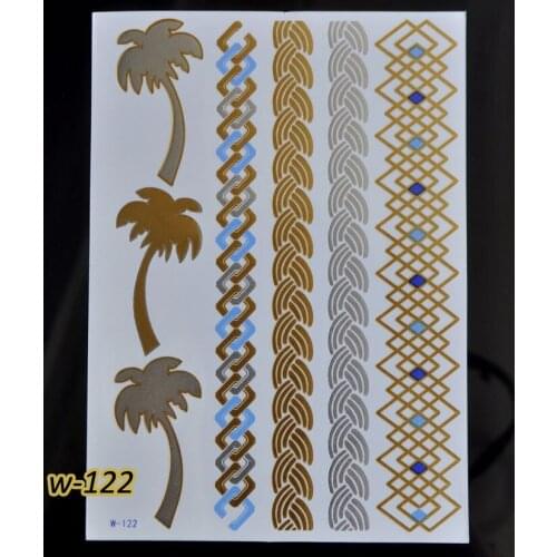 Large Paper Gold Silver Personality Bracelet Metallic Flash Tattoos Sticker W-122