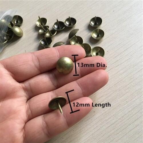 Bronze Iron Round Decorative Iron Nails Furniture Studs Sofa Chair Pins,Table Foot Glide Nail,Antique Tack Nail,13*12mm,200Pcs