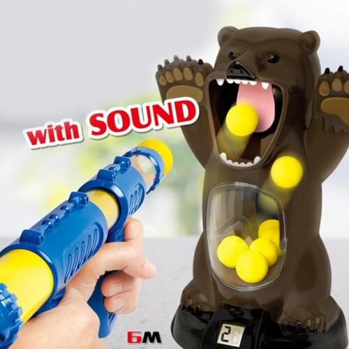 Childrens Gas Shooting Toy Foam Ball Shooting Air Pump Toy Fun Shooting Game Hungry Bear Electric Toy For Kids