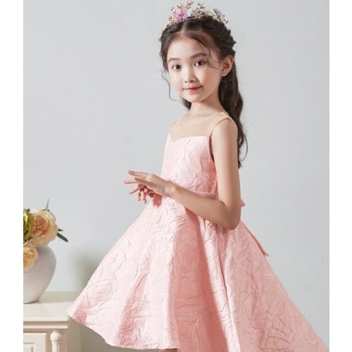 Childrens Birthday Dress Tuxedo Long Dress Jacquard Performance Singing Dance Shawl Skirt Sleeveless Dress