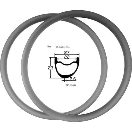 Graphene mtb disc rim 29 mountain disc bike rims 29er Asymmetry XC 27x23mm tubeless disc mtb rims tubeless 29 tape 340g